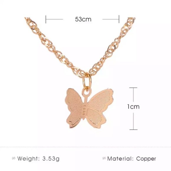 Vintage Metallic Gold Butterfly Pendant Necklace - Picture 6 of 7